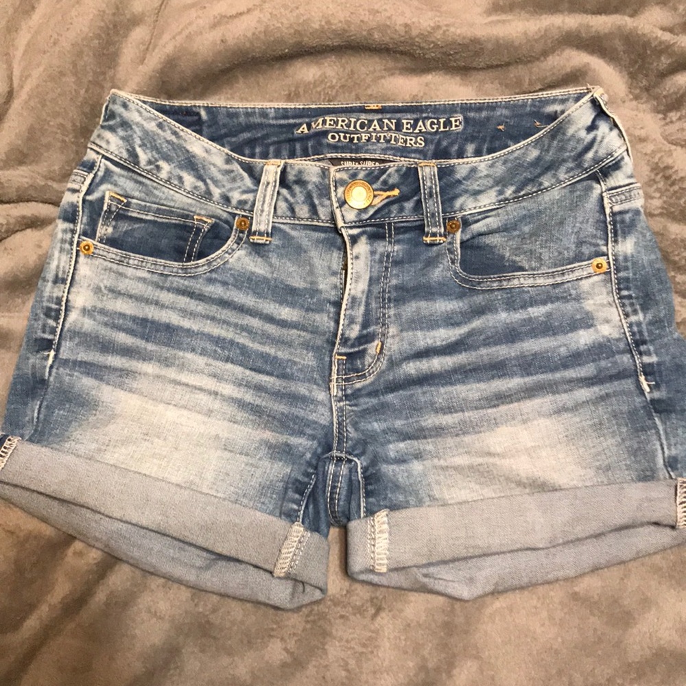 American Eagle light wash cutoffs